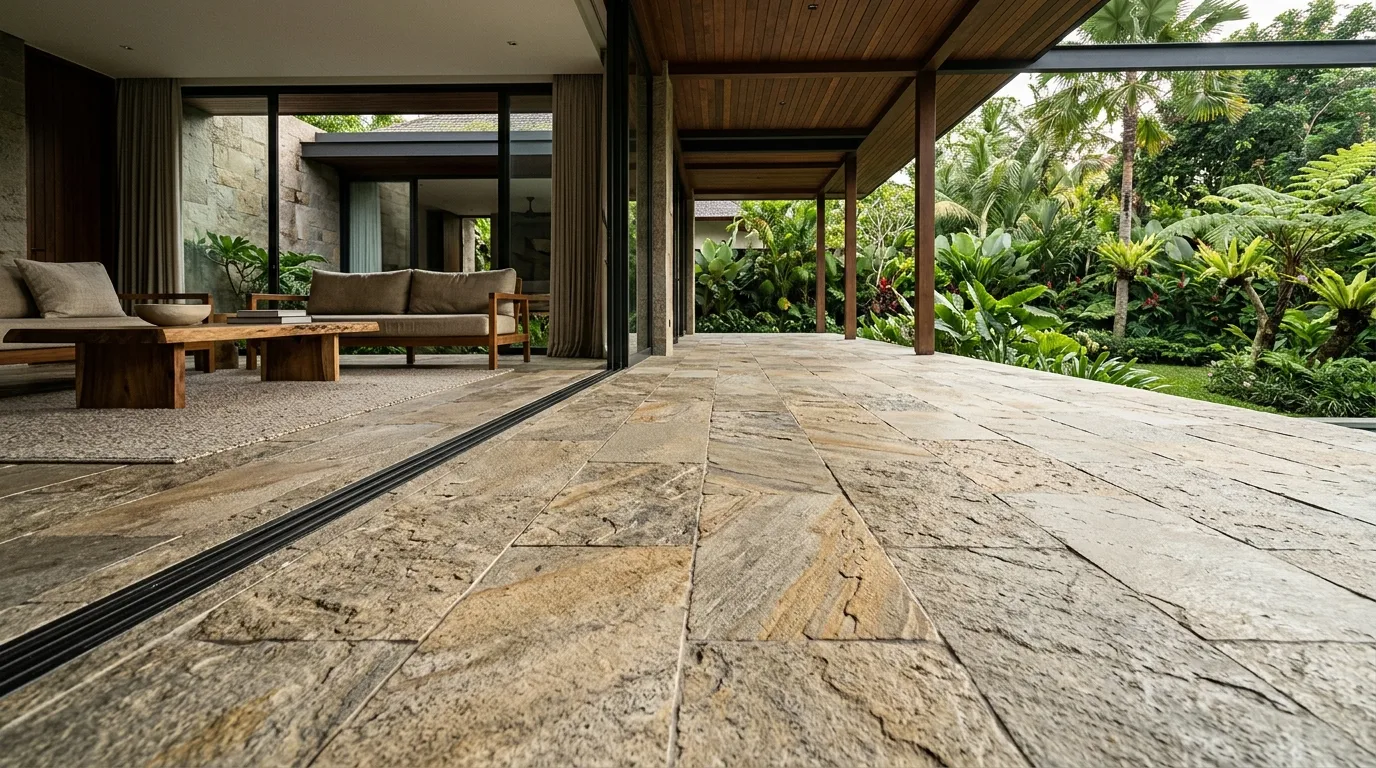Natural stone flooring in a modern interior