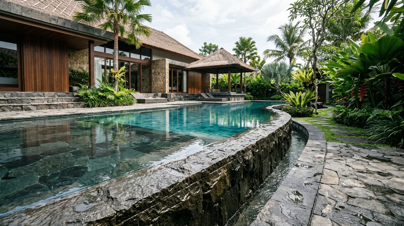 Natural stone swimming pool