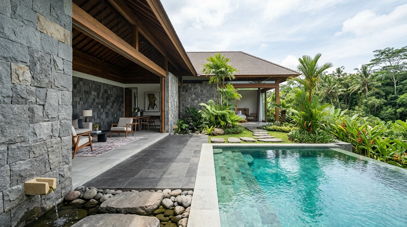 Indonesian natural stone applied across architectural projects