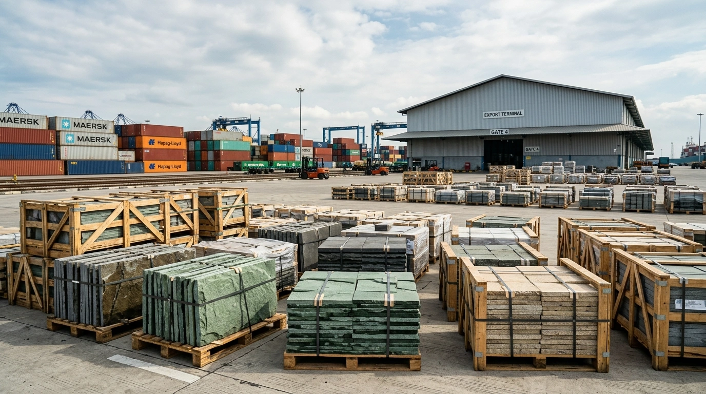 Indonesian natural stone export shipment prepared for worldwide projects