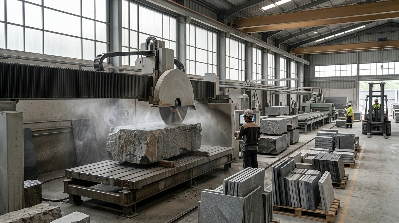 Natural stone processing and production in Indonesia